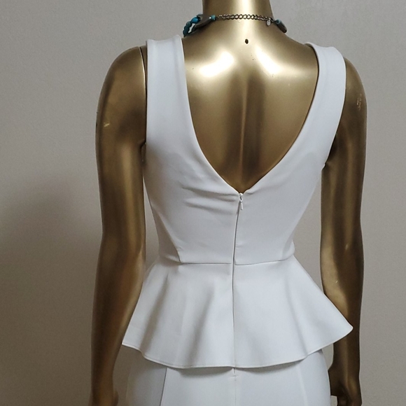TopShop White Peplum Bodycon Mini Dress Size 4 - Picture 6 of 8